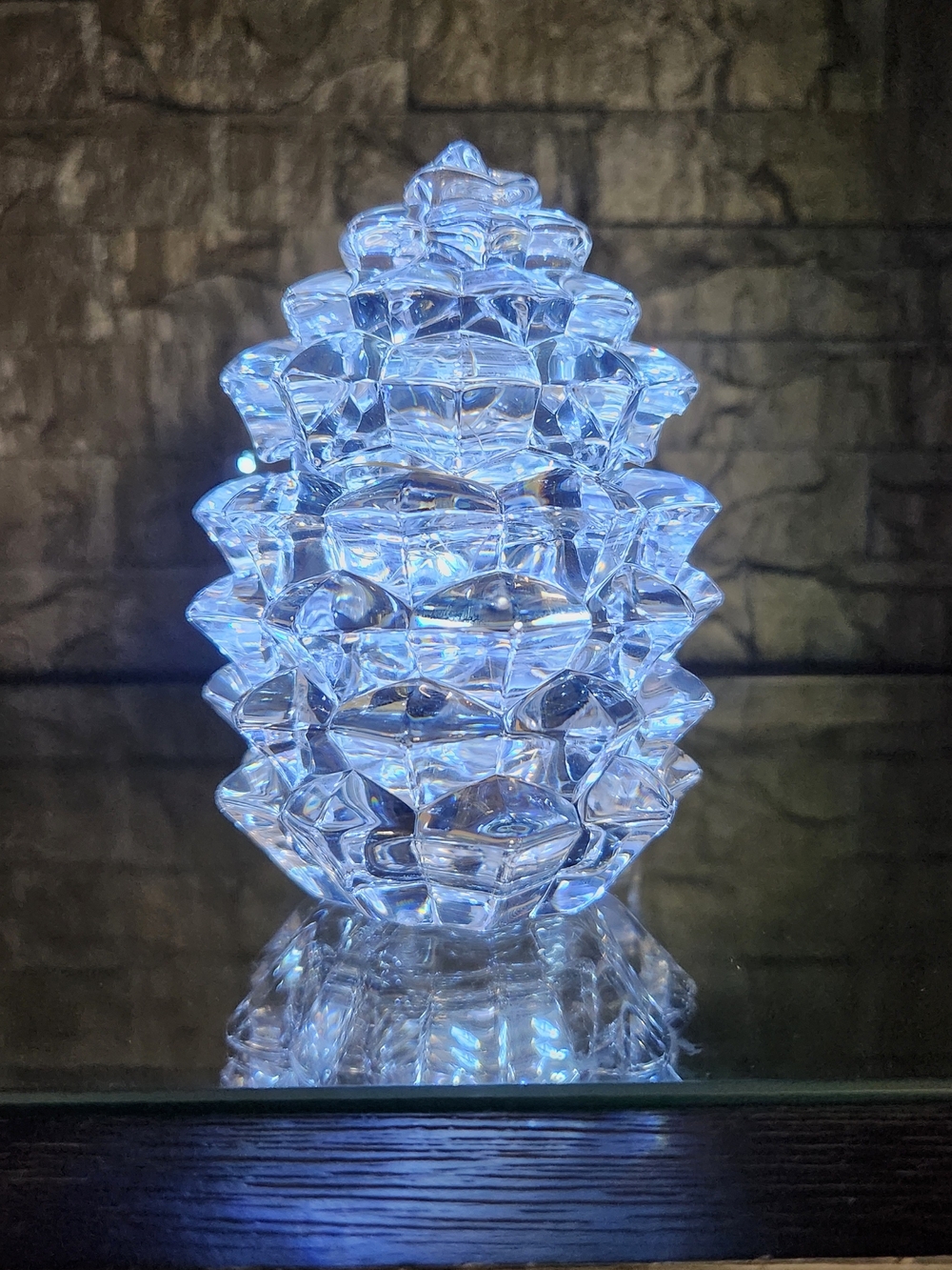 Tiffany & Co. Two Piece Clear Crystal Pinecone Trinket Box